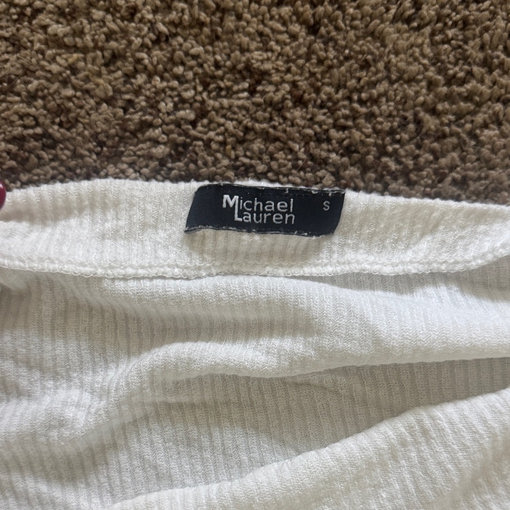 Michael Lauren Cream Ribbed Knit - off the shoulder.